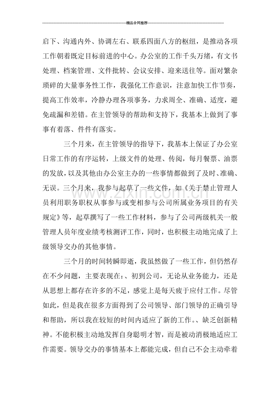 公司文职人员试用期个人工作总结.doc_第2页
