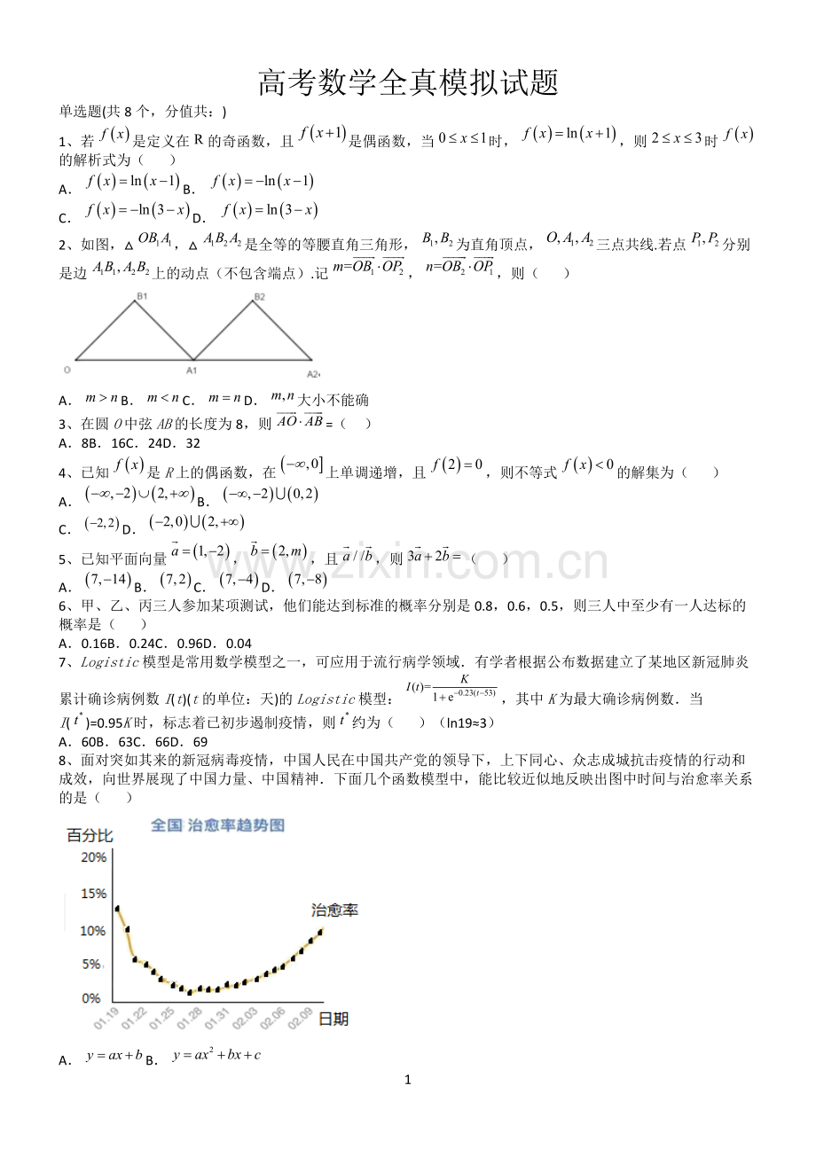 高考数学全真模拟试题第12641期.docx_第1页