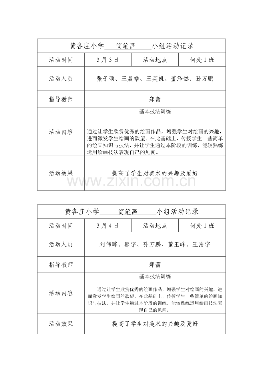 黄各庄小学小组简笔画活动记录.doc_第2页