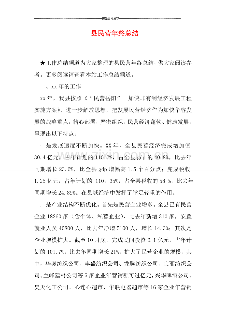 县民营年终总结.doc_第1页