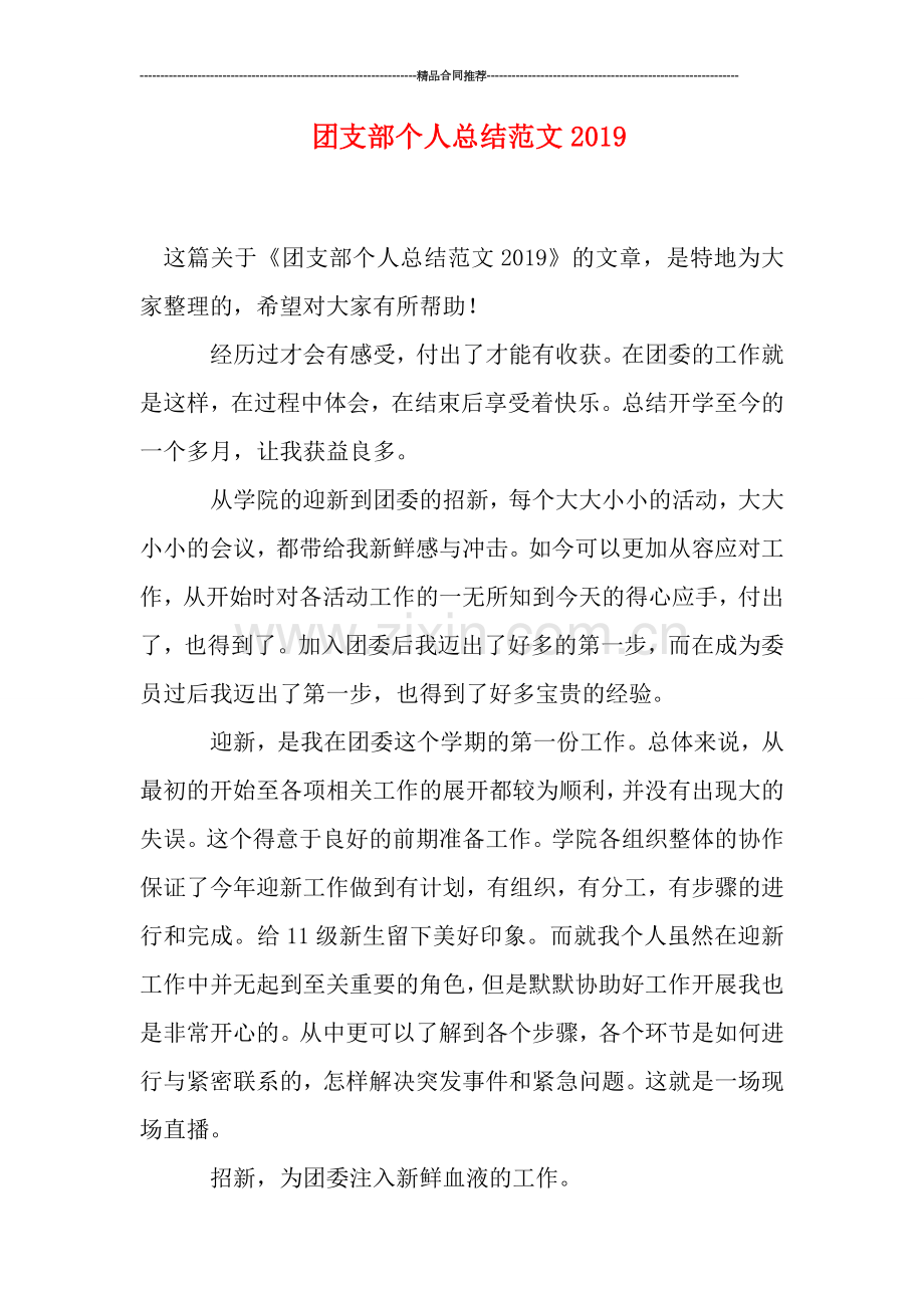 团支部个人总结范文2019.doc_第1页