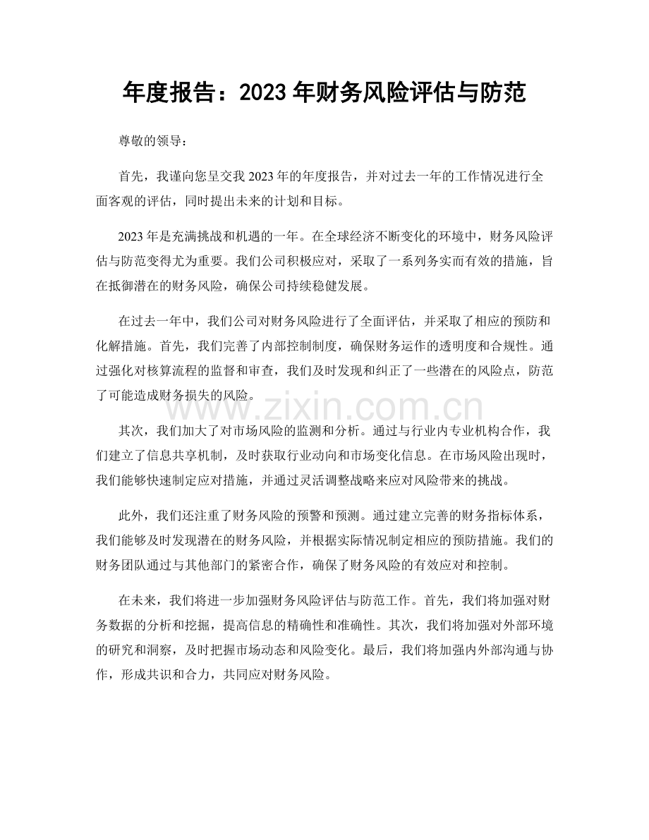 年度报告：2023年财务风险评估与防范.docx_第1页