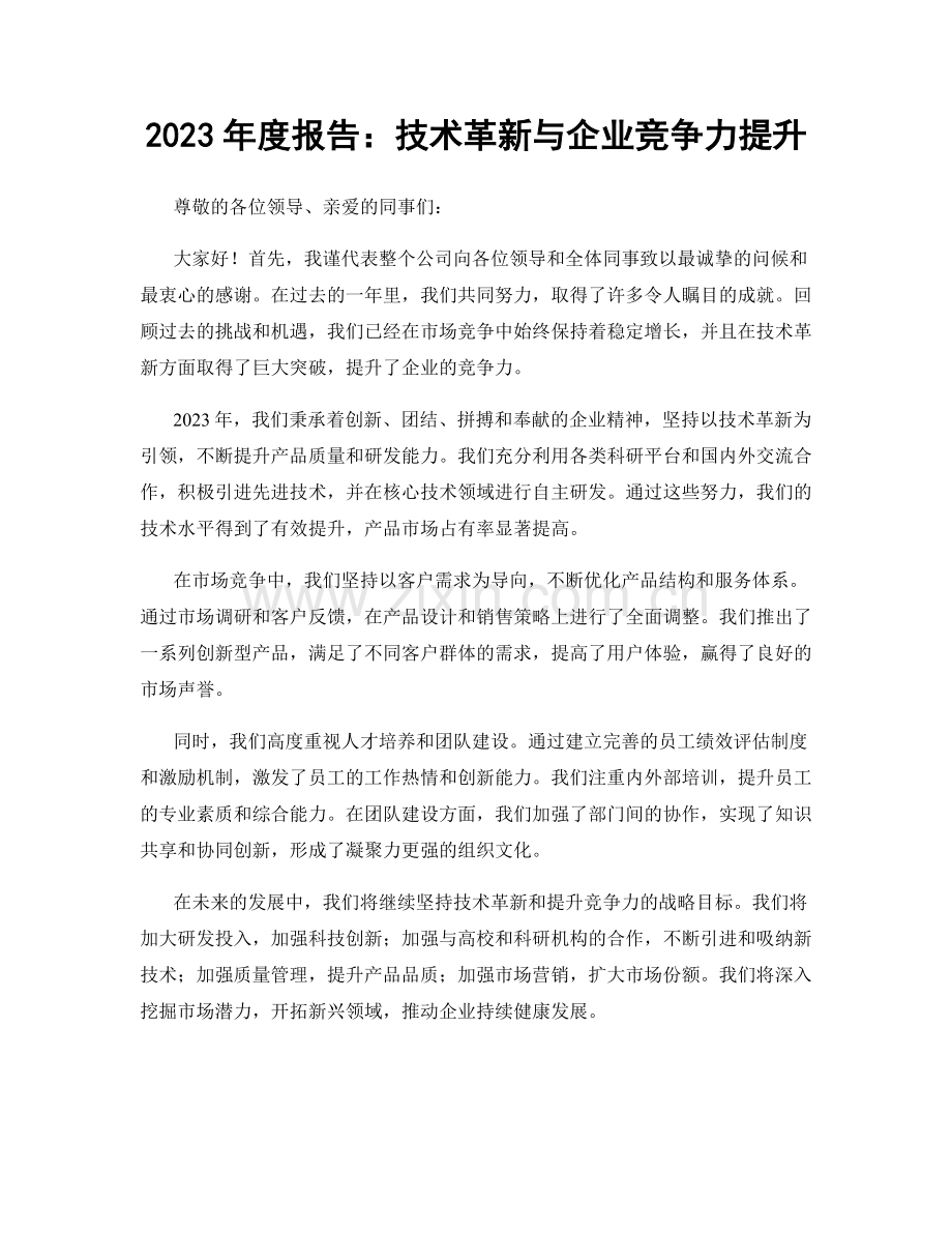 2023年度报告：技术革新与企业竞争力提升.docx_第1页