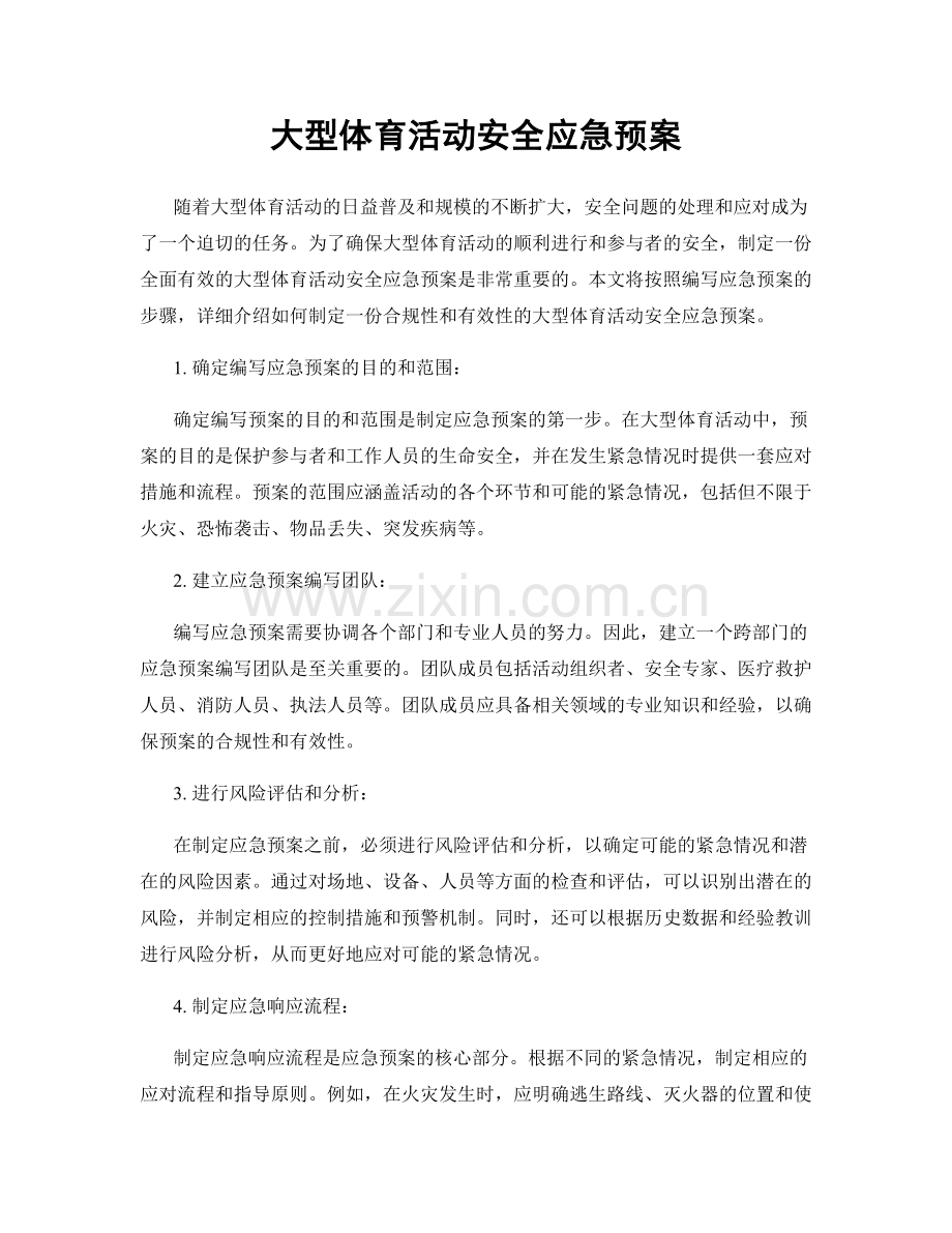 大型体育活动安全应急预案.docx_第1页