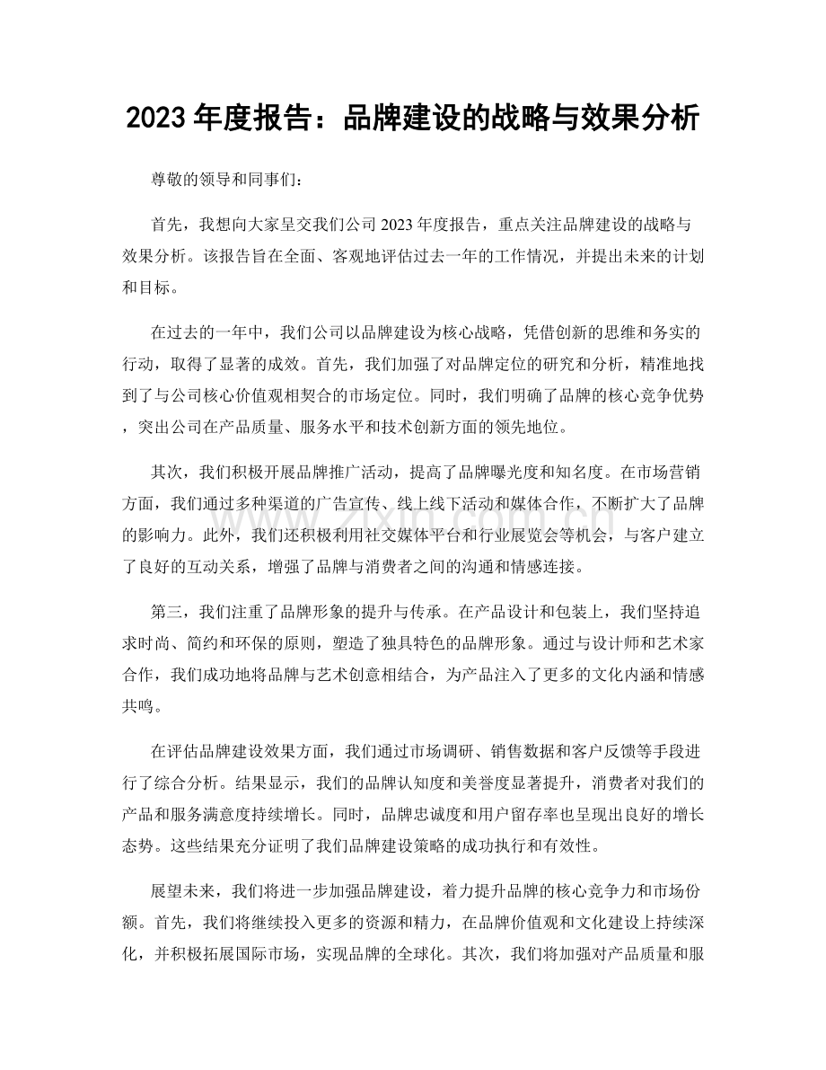 2023年度报告：品牌建设的战略与效果分析.docx_第1页