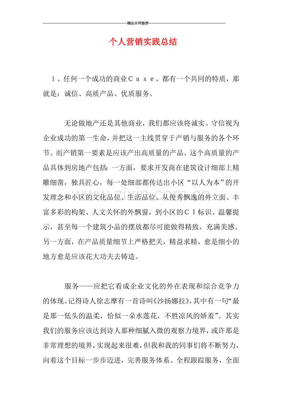 个人营销实践总结.doc_第1页