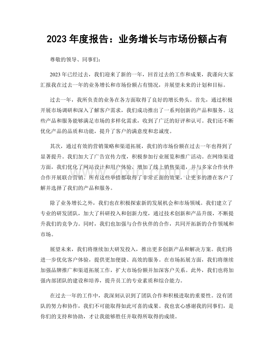 2023年度报告：业务增长与市场份额占有.docx_第1页