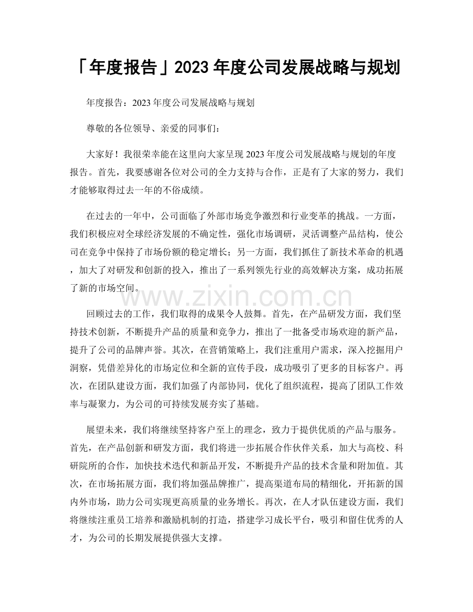 2023年度公司发展战略与规划.docx_第1页