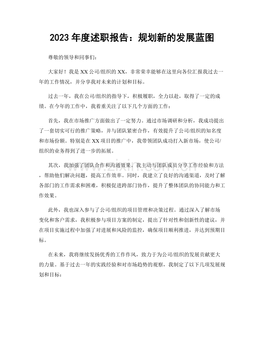 2023年度述职报告：规划新的发展蓝图.docx_第1页