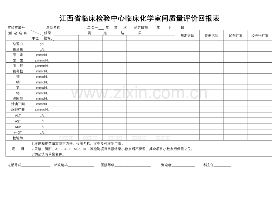 江西临床检验中心临床化学室间质量评价报告.doc_第1页