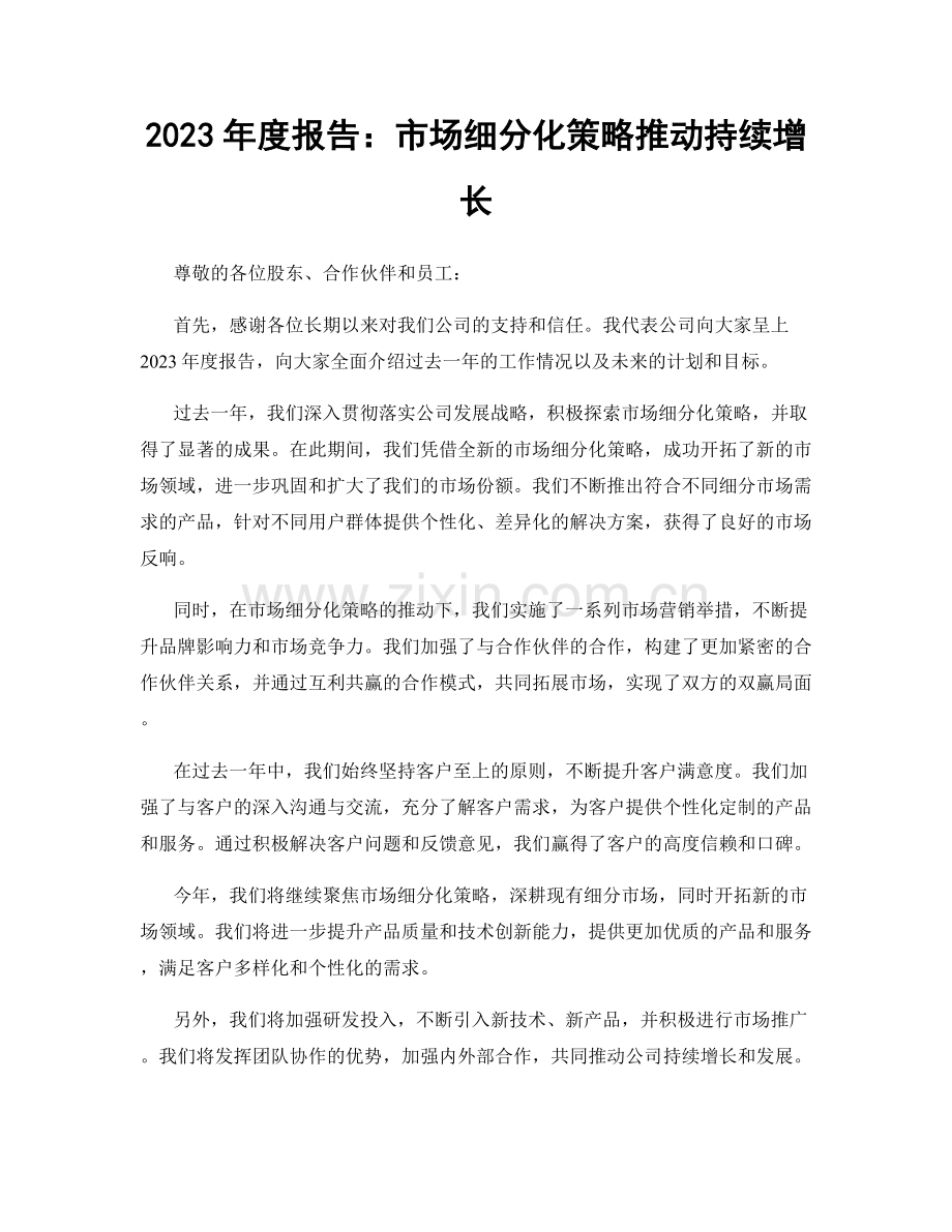 2023年度报告：市场细分化策略推动持续增长.docx_第1页