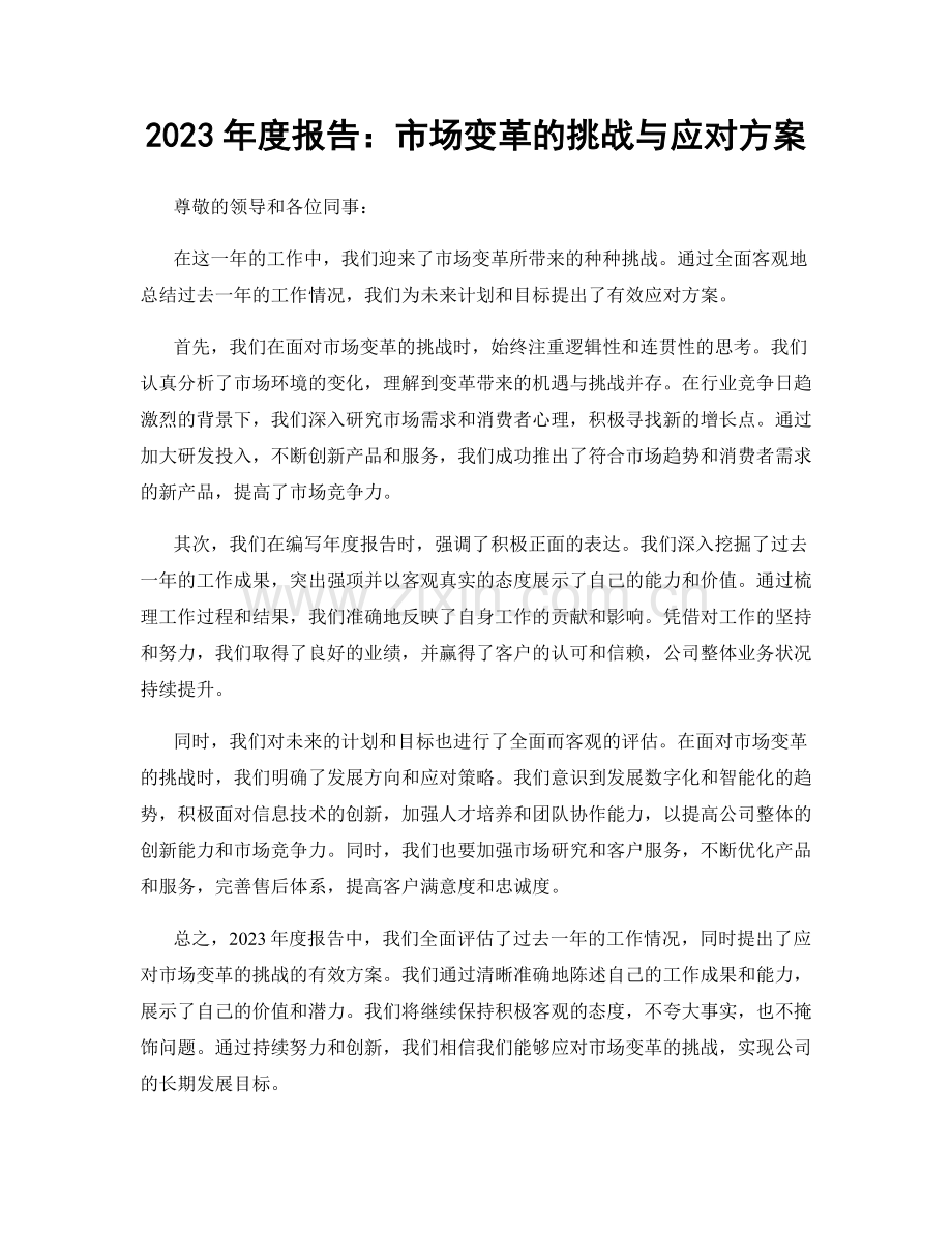 2023年度报告：市场变革的挑战与应对方案.docx_第1页
