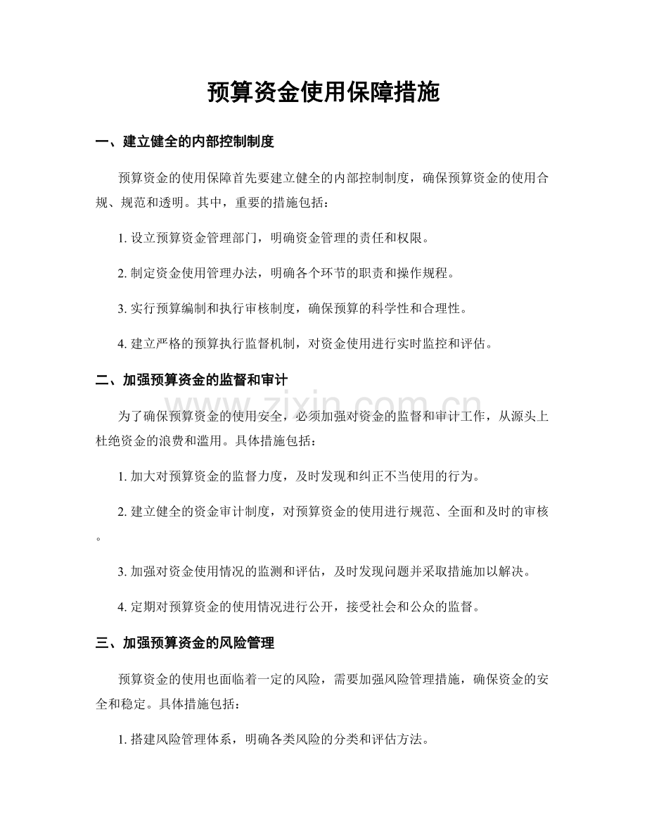 预算资金使用保障措施.docx_第1页