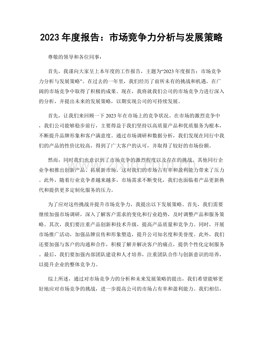 2023年度报告：市场竞争力分析与发展策略.docx_第1页