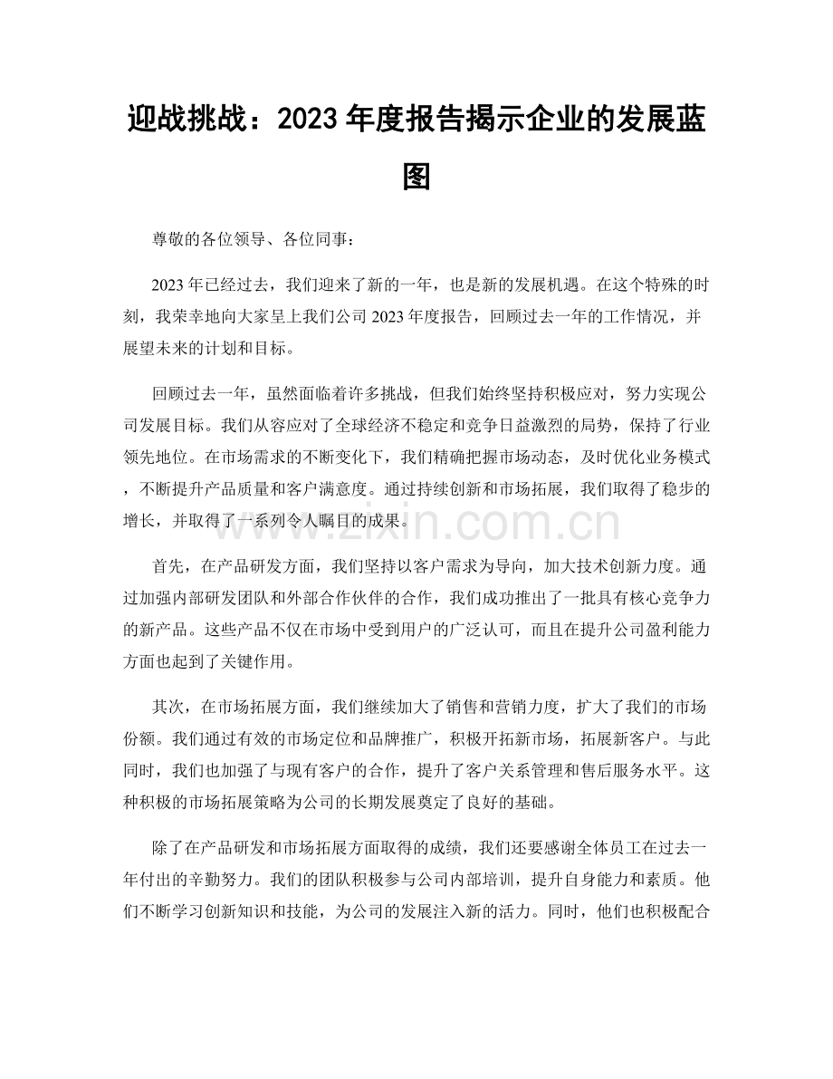 迎战挑战：2023年度报告揭示企业的发展蓝图.docx_第1页