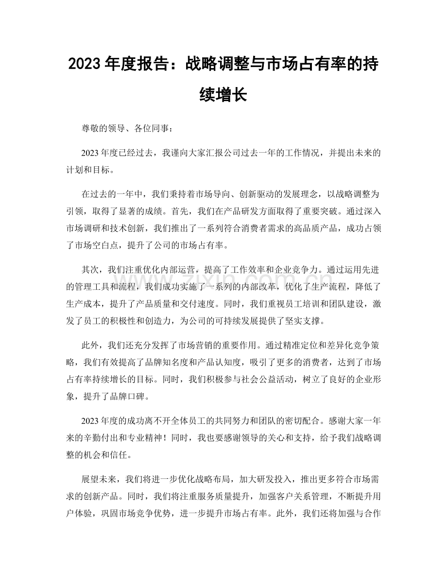 2023年度报告：战略调整与市场占有率的持续增长.docx_第1页