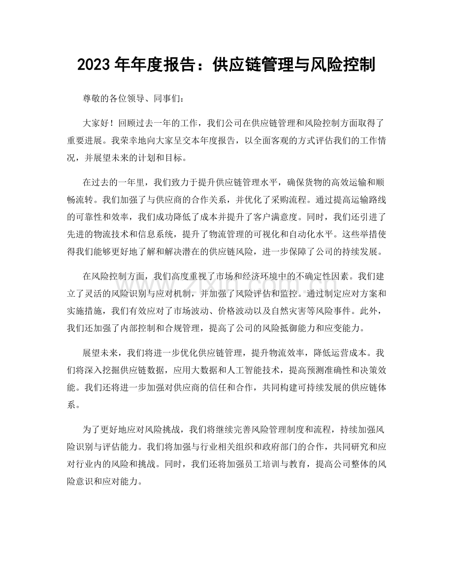 2023年年度报告：供应链管理与风险控制.docx_第1页