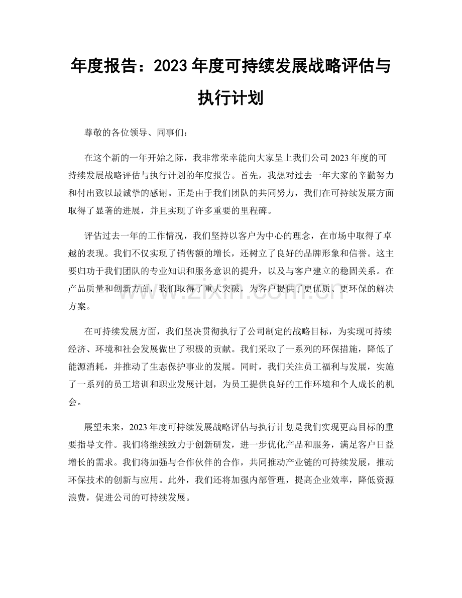 年度报告：2023年度可持续发展战略评估与执行计划.docx_第1页