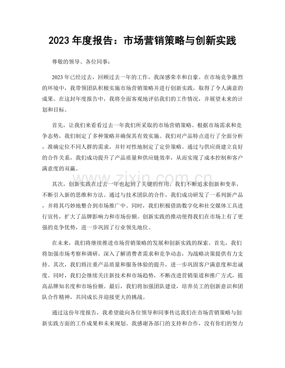 2023年度报告：市场营销策略与创新实践.docx_第1页