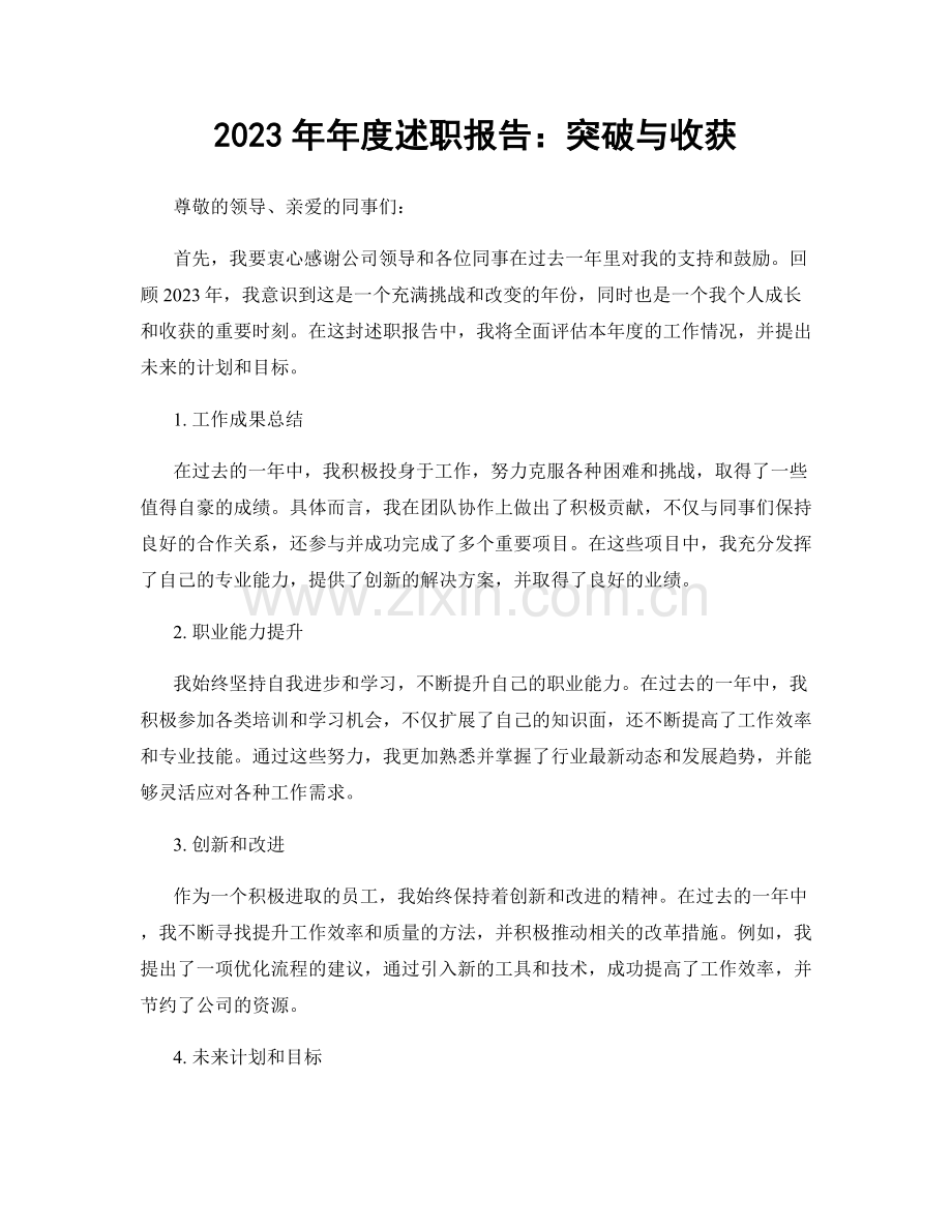2023年年度述职报告：突破与收获.docx_第1页