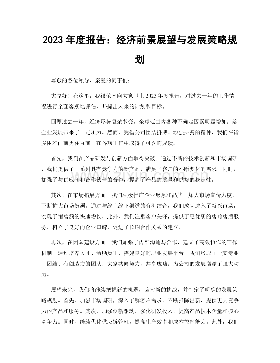 2023年度报告：经济前景展望与发展策略规划.docx_第1页
