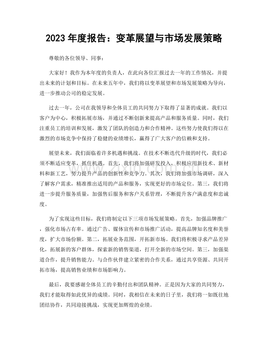2023年度报告：变革展望与市场发展策略.docx_第1页