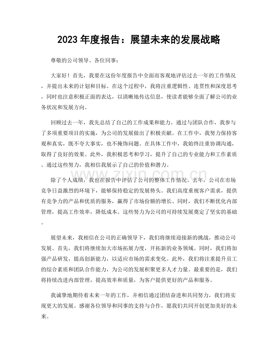 2023年度报告：展望未来的发展战略.docx_第1页