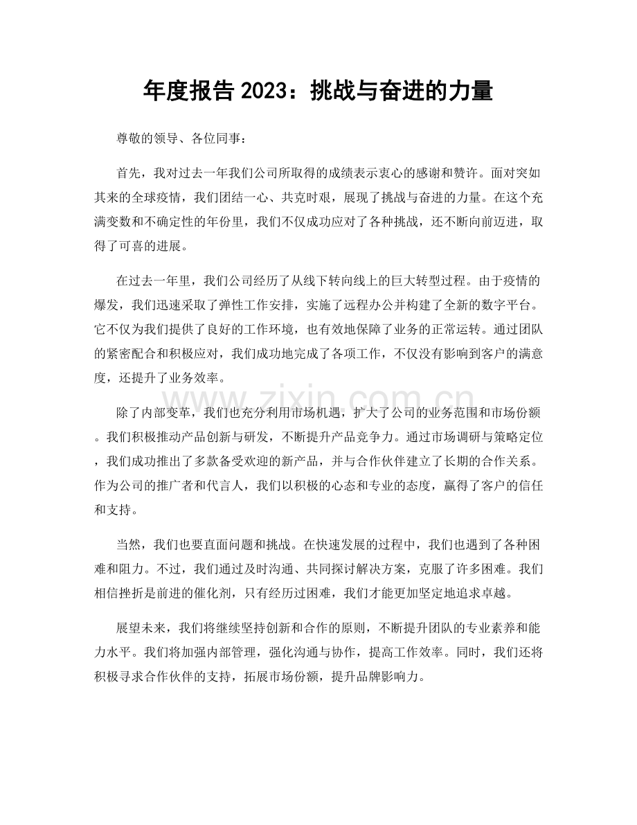年度报告2023：挑战与奋进的力量.docx_第1页