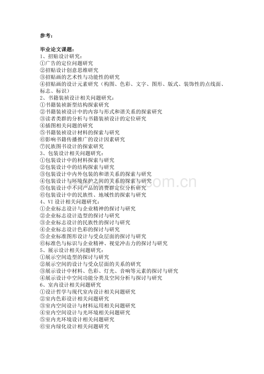 设计类专业毕业参考选题.doc_第1页