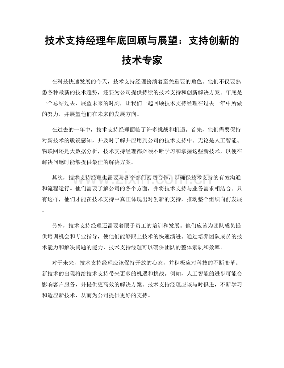 技术支持经理年底回顾与展望：支持创新的技术专家.docx_第1页