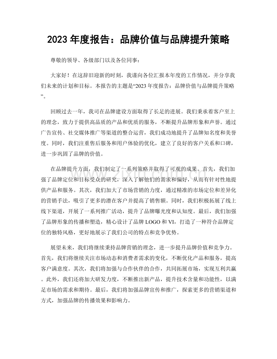 2023年度报告：品牌价值与品牌提升策略.docx_第1页