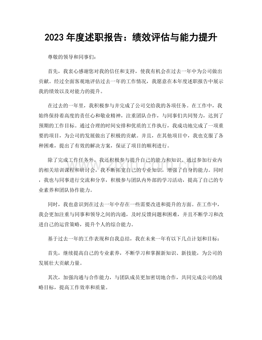 2023年度述职报告：绩效评估与能力提升.docx_第1页
