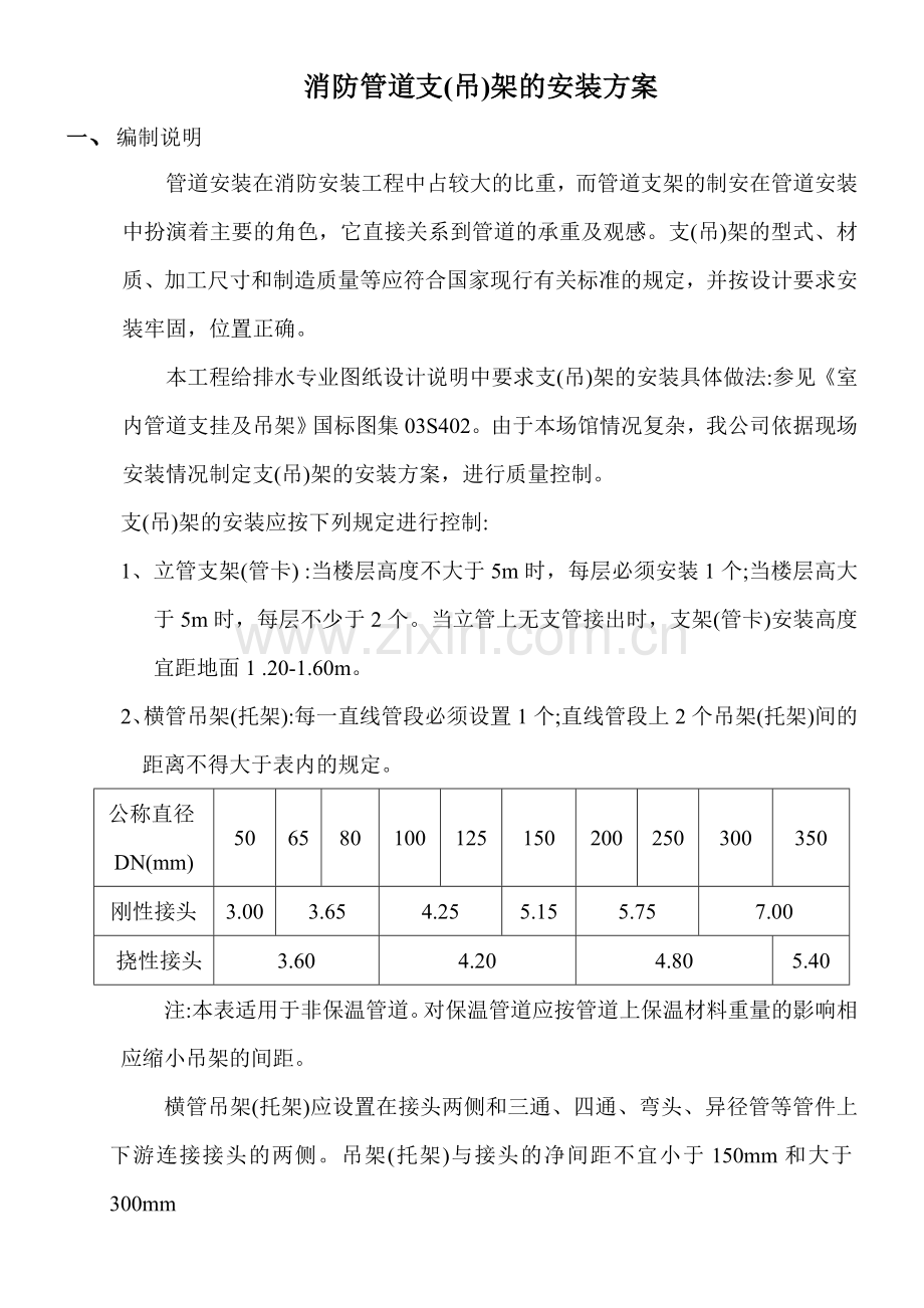 消防管道支吊架的安装方案.docx_第1页