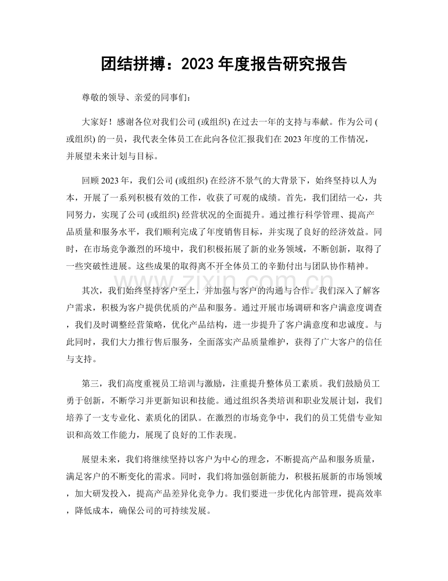 团结拼搏：2023年度报告研究报告.docx_第1页