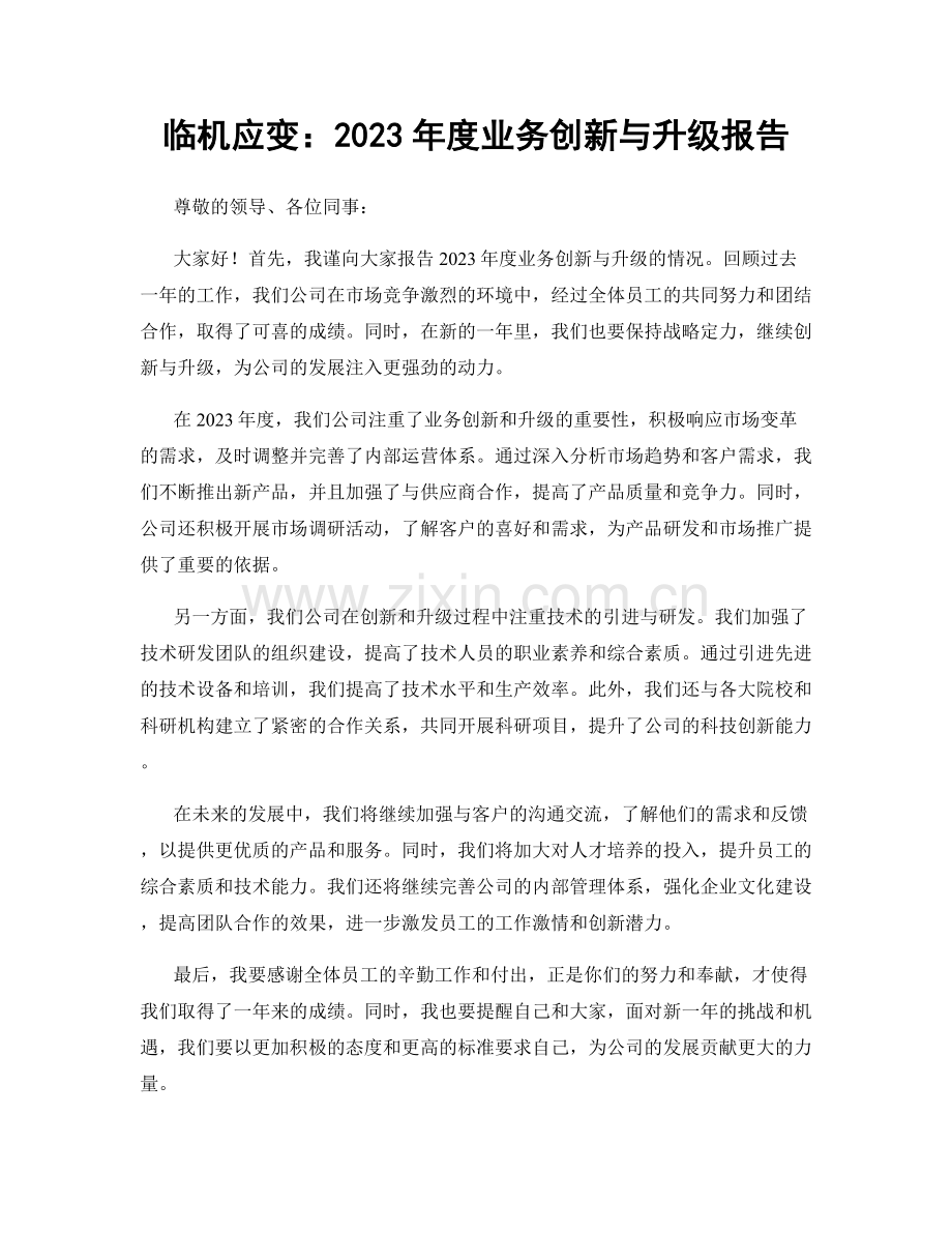 临机应变：2023年度业务创新与升级报告.docx_第1页
