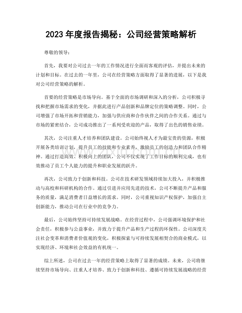 2023年度报告揭秘：公司经营策略解析.docx_第1页