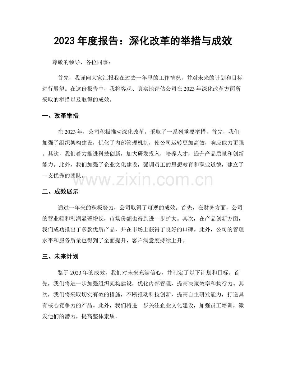 2023年度报告：深化改革的举措与成效.docx_第1页