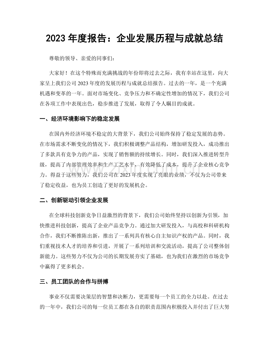 2023年度报告：企业发展历程与成就总结.docx_第1页
