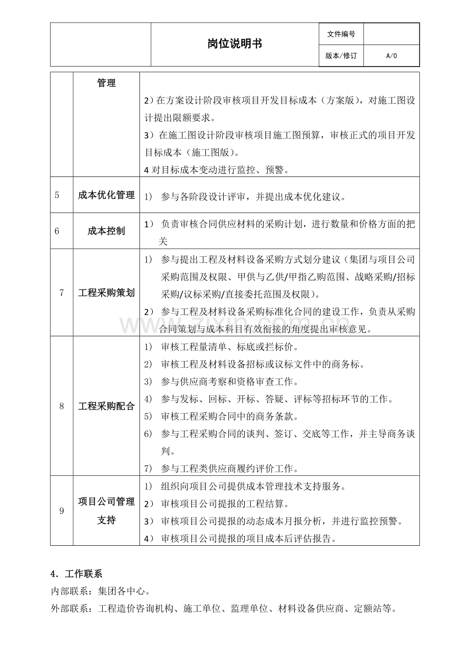 07成本管理中心岗位说明书1.doc_第2页