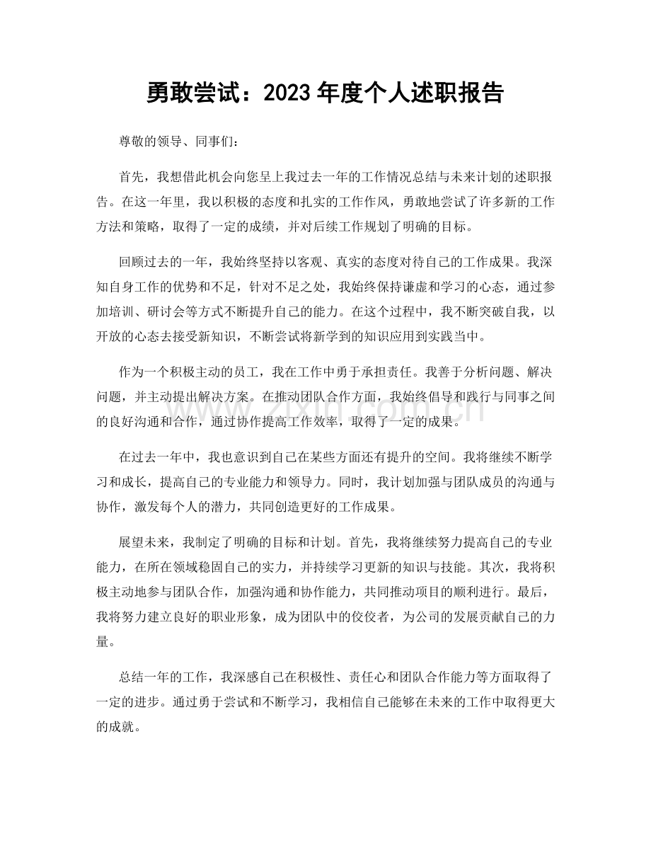 勇敢尝试：2023年度个人述职报告.docx_第1页