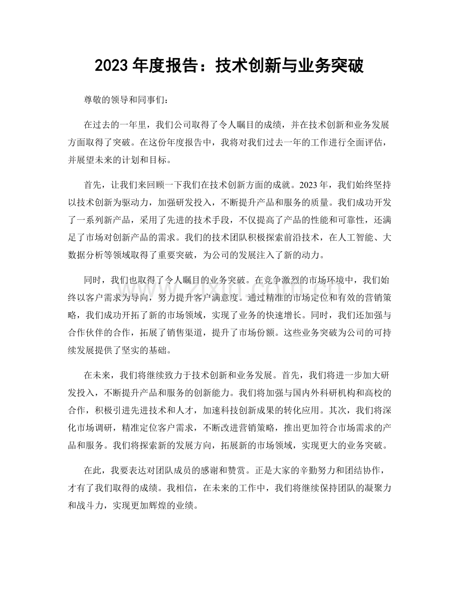 2023年度报告：技术创新与业务突破.docx_第1页