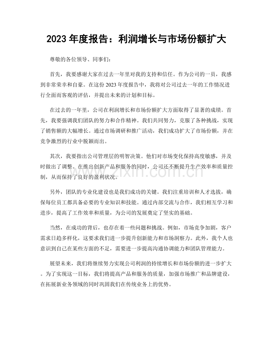 2023年度报告：利润增长与市场份额扩大.docx_第1页