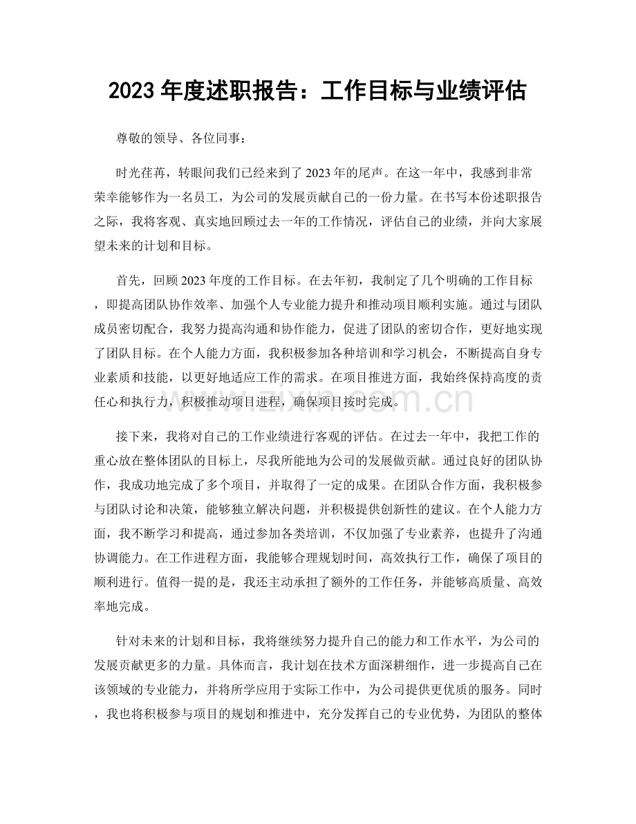 2023年度述职报告：工作目标与业绩评估.docx_第1页