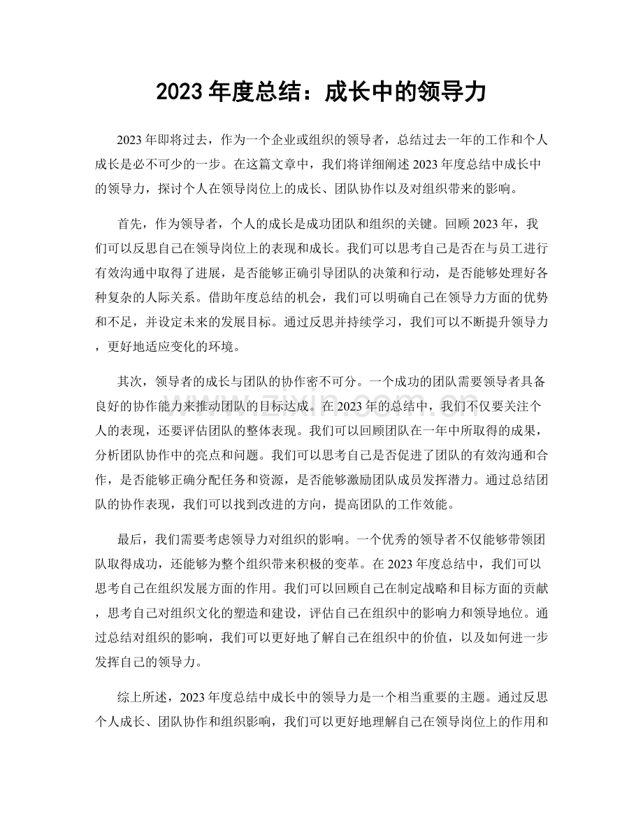 2023年度总结：成长中的领导力.docx_第1页