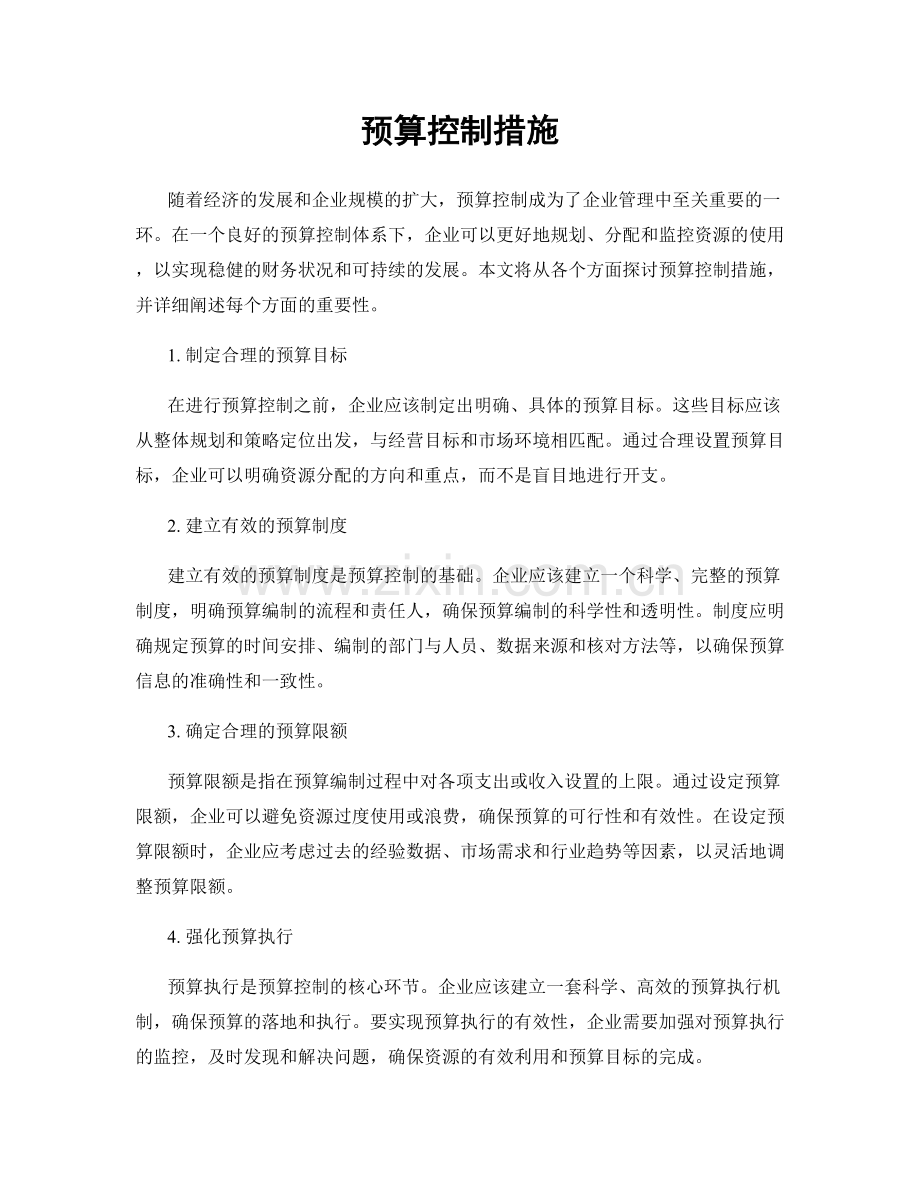 预算控制措施.docx_第1页