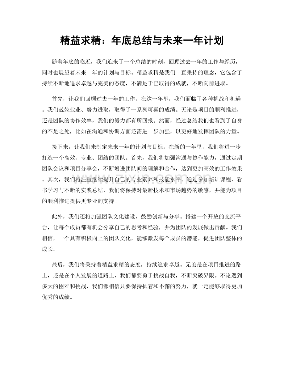 精益求精：年底总结与未来一年计划.docx_第1页