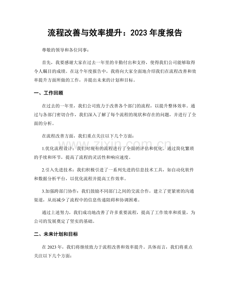 流程改善与效率提升：2023年度报告.docx_第1页