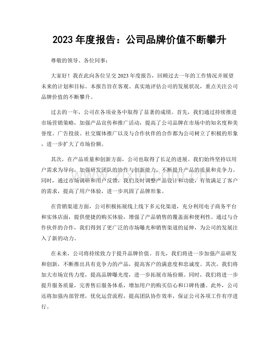 2023年度报告：公司品牌价值不断攀升.docx_第1页