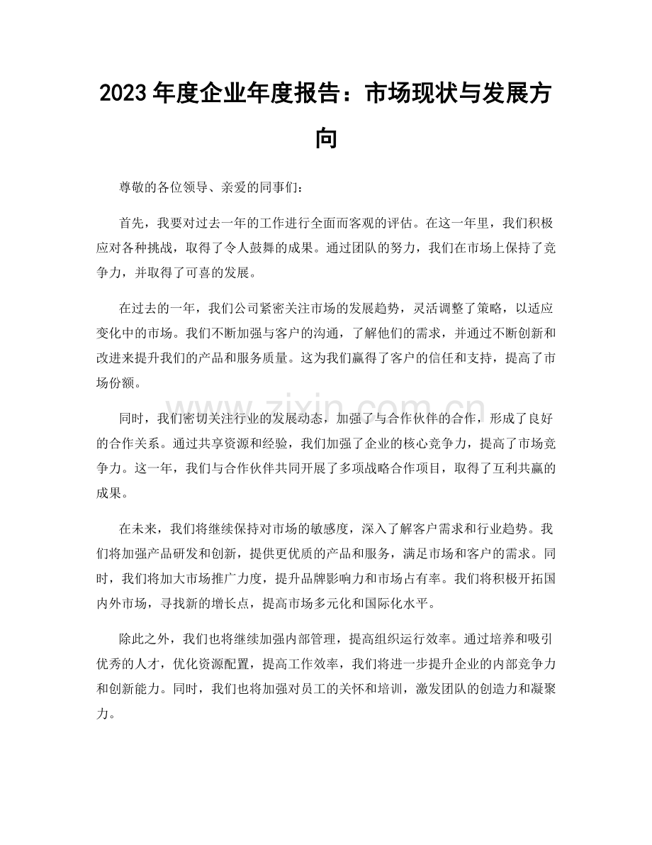 2023年度企业年度报告：市场现状与发展方向.docx_第1页