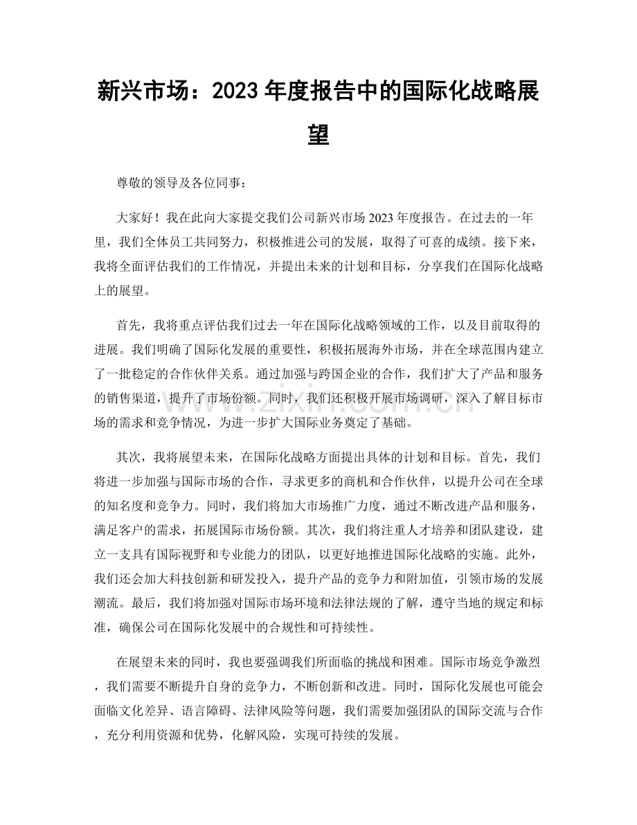 新兴市场：2023年度报告中的国际化战略展望.docx_第1页